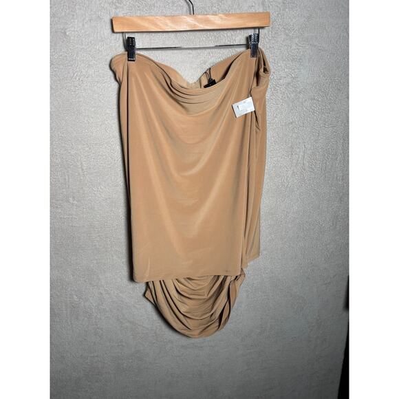 Express Women's Tan Strapless Ruched Bodycon Mini‎ Dress Lined Size XL NWT - Picture 4 of 8
